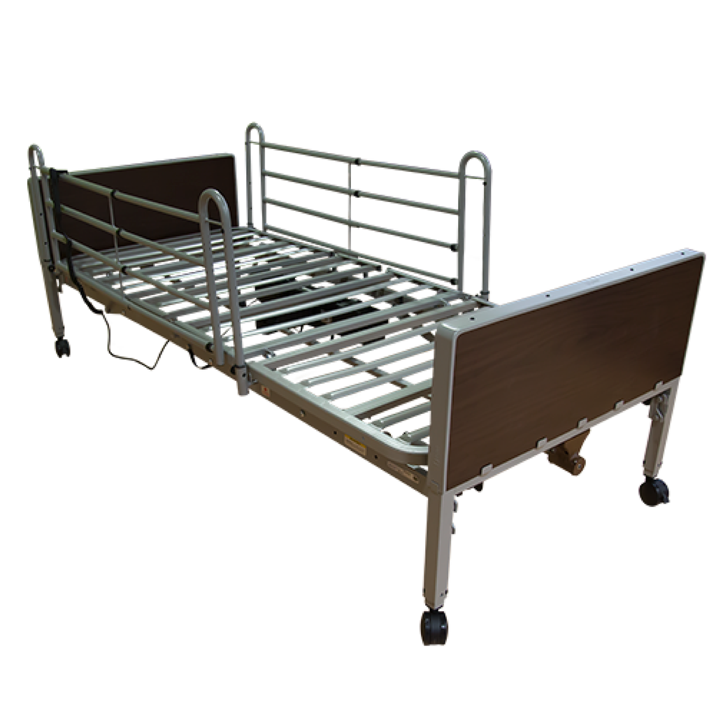 CAMA HOSPITALARIA ELECTRICA 3 POSICIONES CON PANEL RIGIDO Y BARANDALES MODELO RB-E-4000